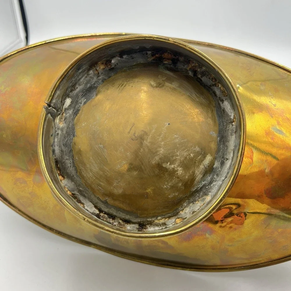 Vintage Brass Footed Bowl w/ Faux Apples – Fall Farmhouse‎ Centerpiece